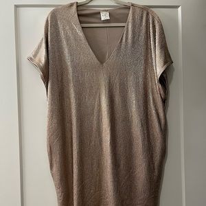 By Together Boutique Flattering Gold Champagne Shimmer Dress